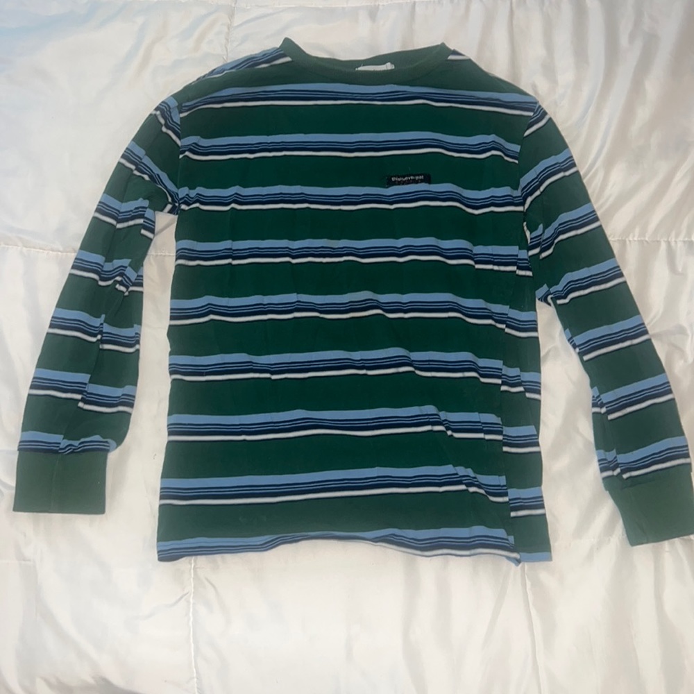 Green Striped Unisex Shirt by Yesstyle